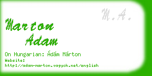 marton adam business card